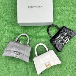 Balenciaga Hourglass small croc-effect leather tote
