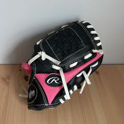 Rawlings T-Ball Baseball Glove Players Series Little Kids Girls Pink/Black 8.5”