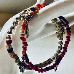 Vintage Tibetan Multicolor Mala Beads Good Karma Protection Brand New