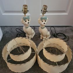 Mid century poodle lamps with Original lamp shades