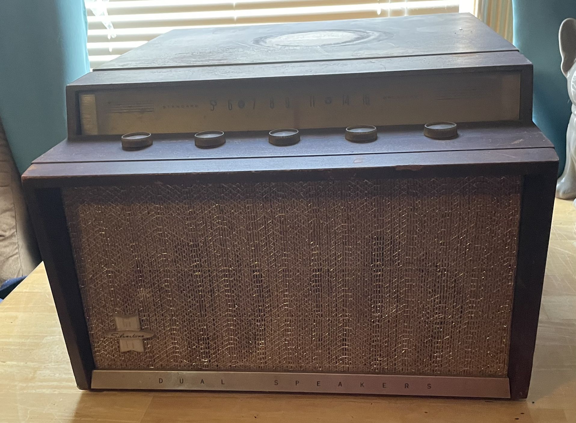 1957 SEARS SILVERTONE HIFI RADIO & RECORD PLAYER-Untested