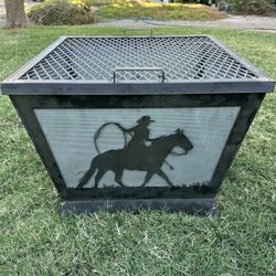 Western Theme Fire Pit With grill Top