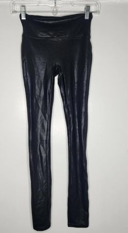 Spanx Leggings Womens XS Black Faux Leather High Rise Shaping Sculpting Control