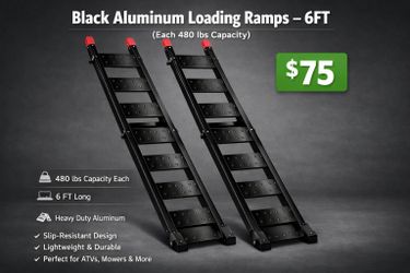 Black Aluminum Loading Ramps – 6FT (Each 480 lbs Capacity)