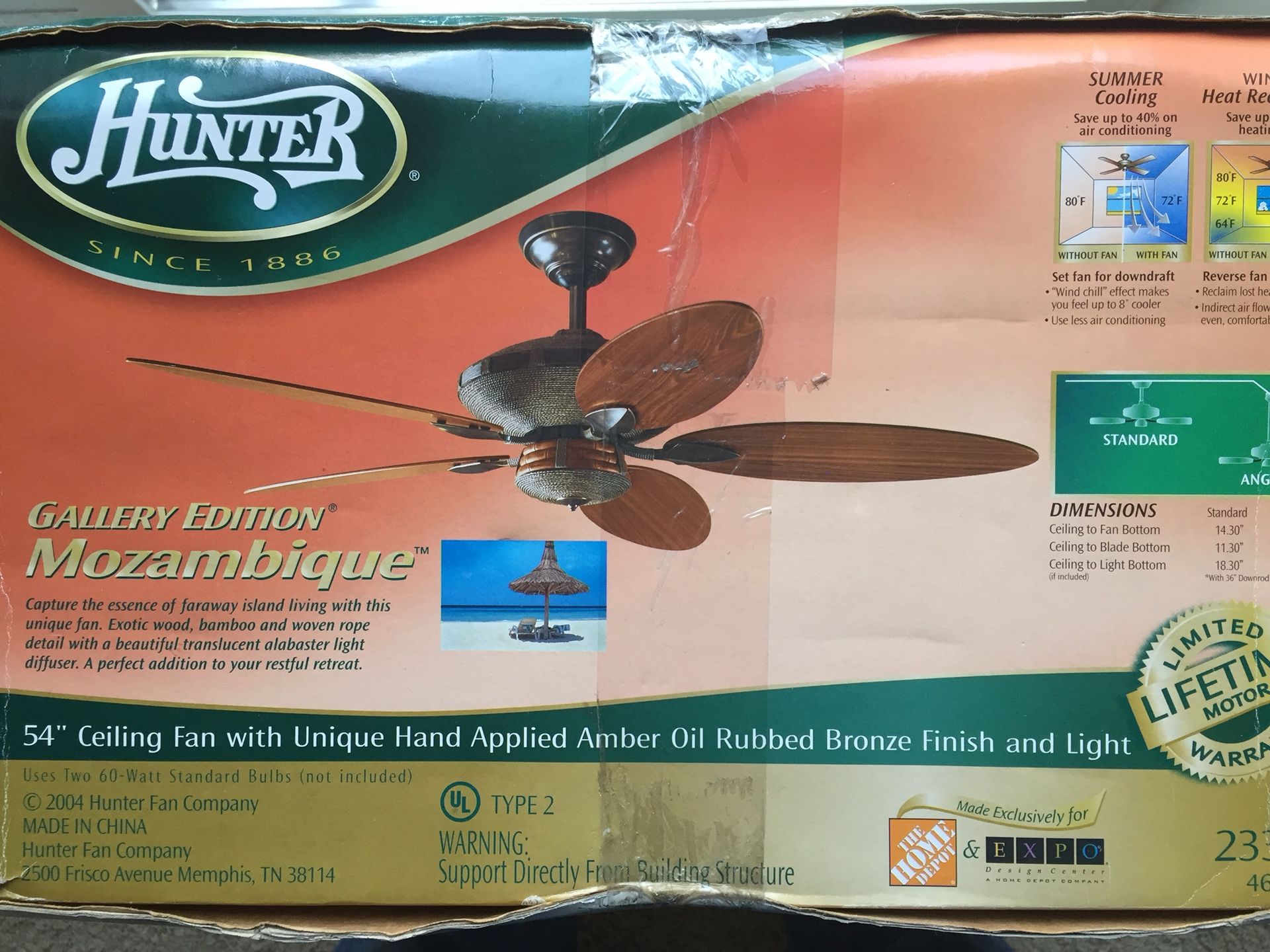 Ceiling Fan Hunter 54 Mozambique