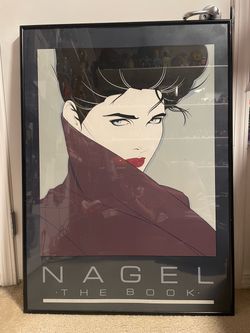 Vintage 1985 Patrick Nagel Print Mirage "The Book" Framed