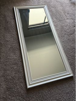 Large Framed Full-Length Wall / Floor Mirror (Off-White / Cream Finish)