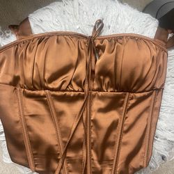 brown corset top size size small