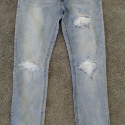 AMIRI mens Distressed Skinny Blue-washed Jeans