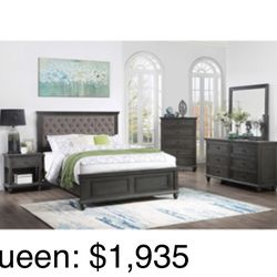 Beautiful Contemporary Queen size Complete Bedroom Set. Mattress Sold Separately 