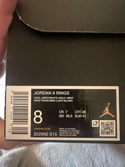 Jordan 6 rings cool grey size 8 men