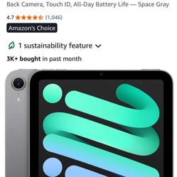Apple iPad Mini (6th Gen, A17 Pro - 2025) - 128GB, Wi-Fi 6E - Space Gray.