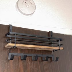 Black Shelf Rack With Hooks