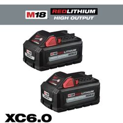 Milwaukee M18 18-Volt Lithium-Ion High Output 6.0Ah Battery Pack (2-Pack)