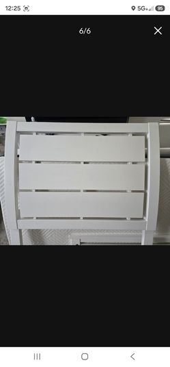 2 - Twin Bed White Slatted Wood Headboard