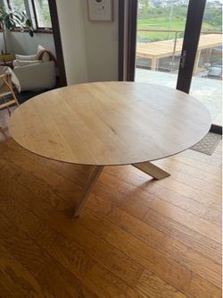 Crate & Barrel 60” Round Oak Dining Table