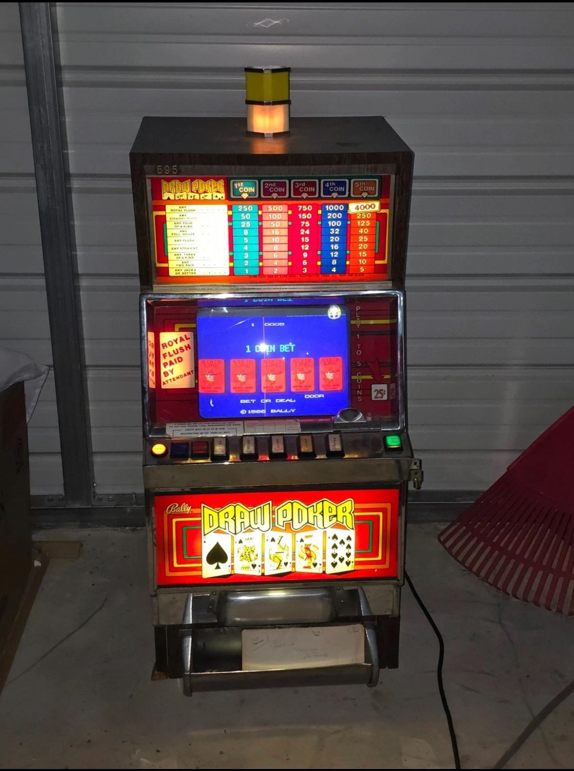 Vintage 1980s IGT Ballys Video Draw Poker Slot Machine AS IS Token Recognizer