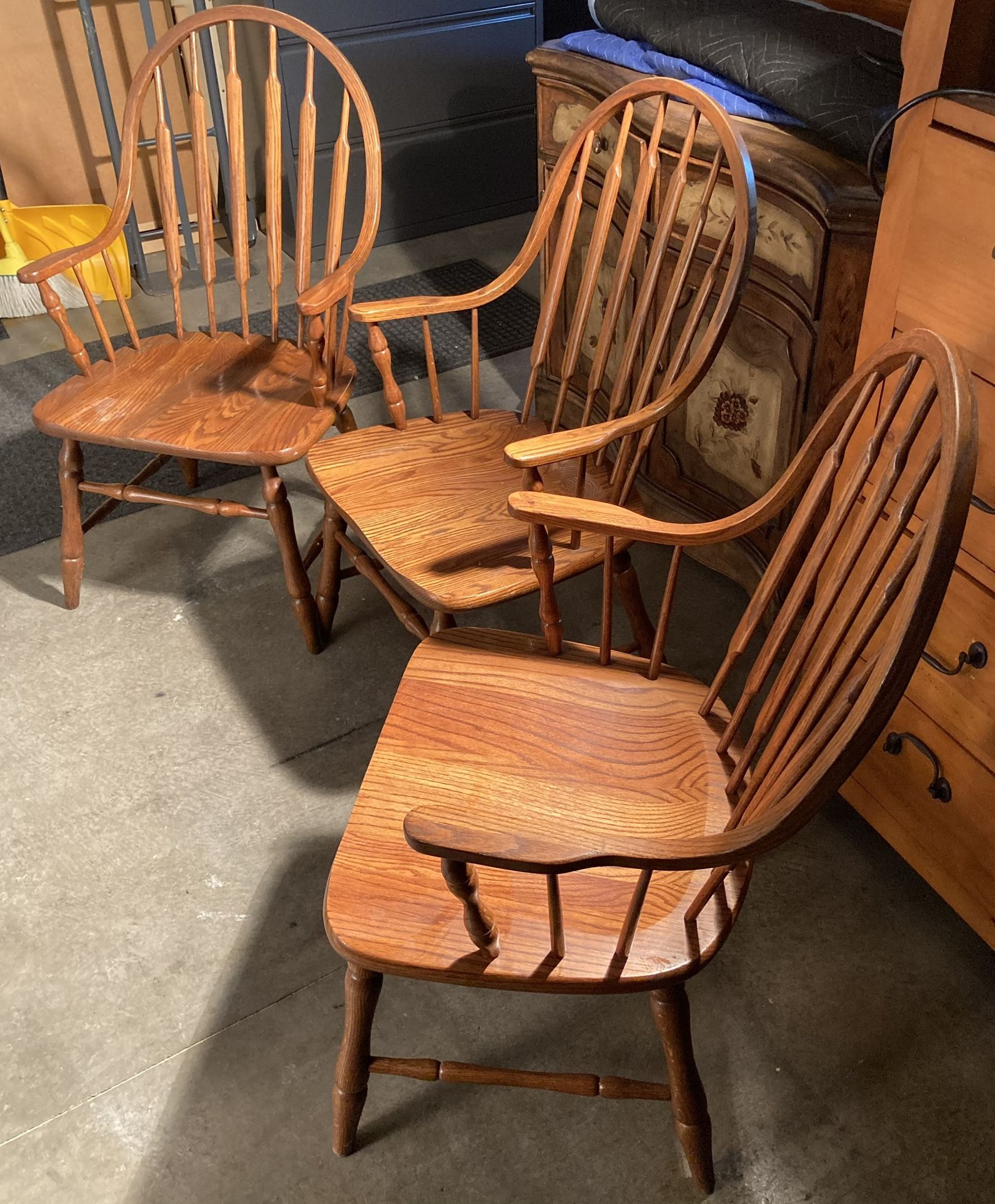Vintage 1920’s Solid Oak set of Captains Chairs by Tell City