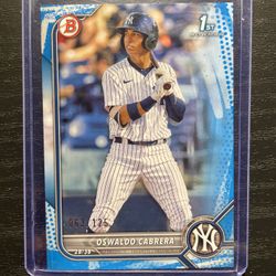 2022 Bowman Chrome Blue Pattern Parallel Oswaldo Cabrera 1st Bowman Rookie Baseball Card #BP-17 63 Of 125