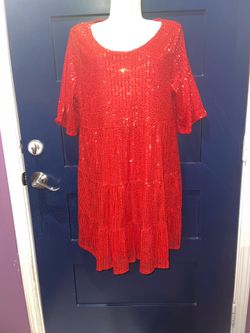 Red sequins dress