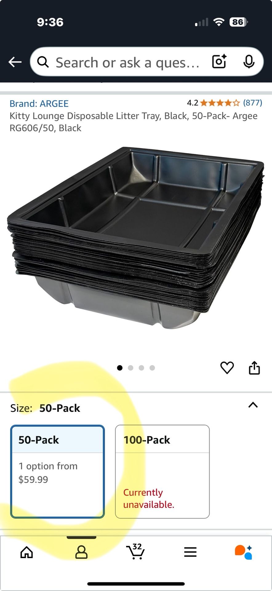 Disposable Plastic Cat Litter Trays (50 Count)