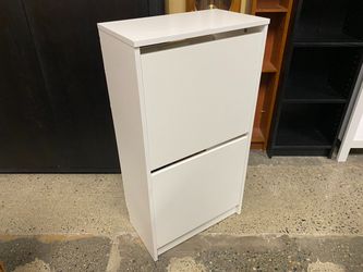 White Modern 2-Drawer Shoe Cabinet
