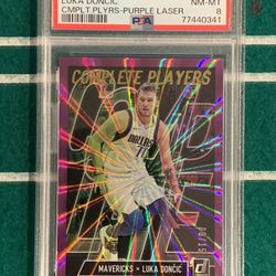 2019 Donruss Luka Doncic PSA 8!!! Complete Players Purple Laser - Numbered /15!!!