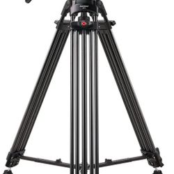 RAUBAY 70.8" Professional Heavy Duty Video Camera Tripod with Fluid Head, QR Plate for DSLR Camcorder, Max Loading 17.6lbs, Aluminum Twin Tube Leg wit