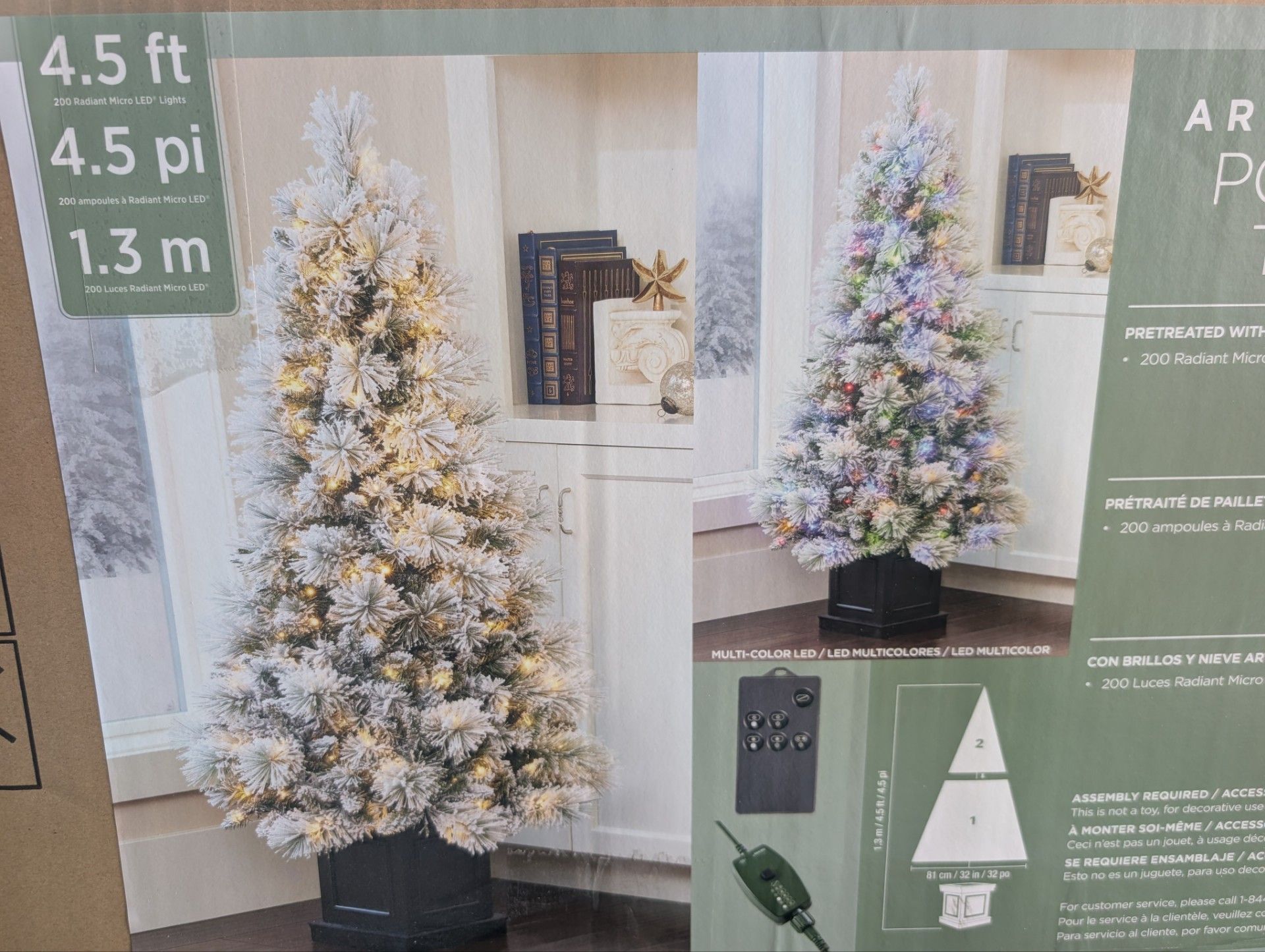 4.5 Ft. Pre-Lit Artificial Potted Christmas Tree
