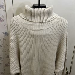 Efans Womens Ribbed Knit Oversized Turtleneck Sweater Dress Size XL NWT