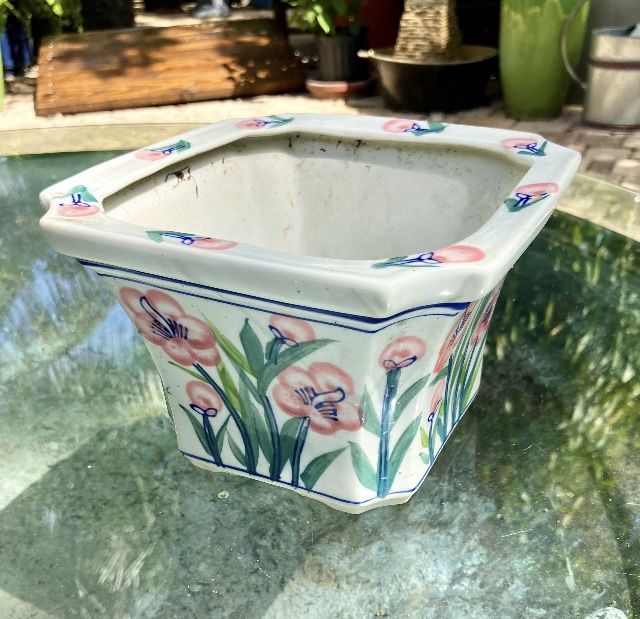 Small Ceramic Pot: 6.5”W x 6.75”D x 4.5”H