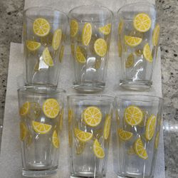 Lemon Slice 16oz Tumbler Drinking Glasses, Libbey, Set Of 6