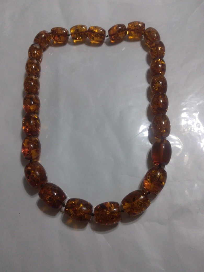 Vintage Large Amber Necklace 52 Mm Round Use