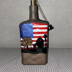 Hand Painted AMERICANA Oil Lamp-Tiki Torch 