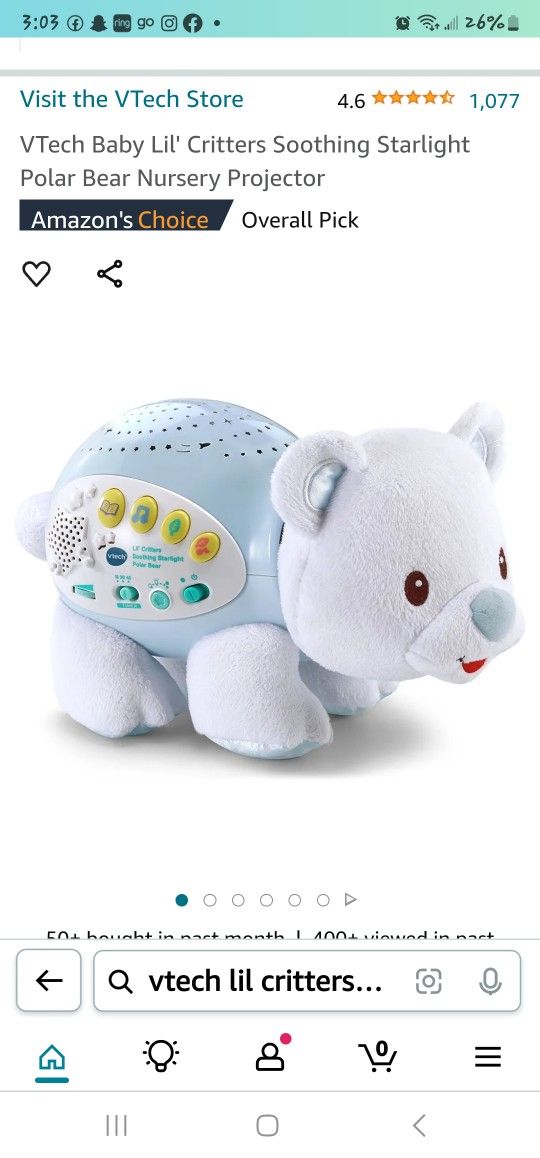 VTech Little Critters Soothing Starlight Bear