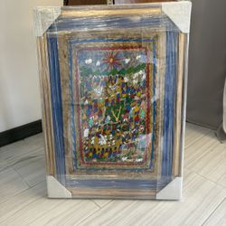 Vintage Oaxacan Wedding Painting Newly Framed