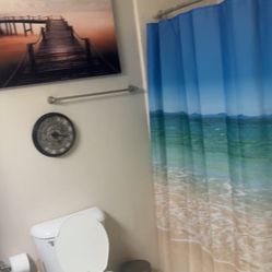 Shower Curtain & Clock