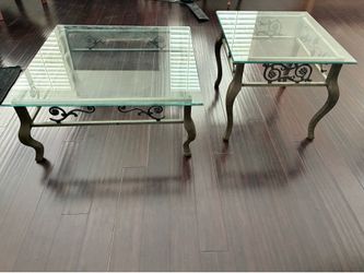 Glass top square coffee table and accent/side table
