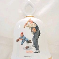 Danbury Mint Norman Rockwell Batter Up Bell 1979 Porcelain W. Germany