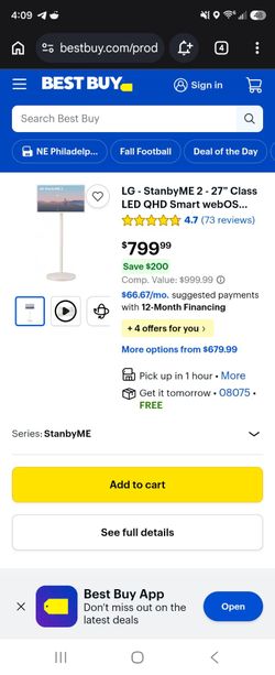 LG 27-Inch StanbyME 2 Portable Touch Screen TV with Folio Cover