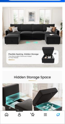 Velvet couch with storage