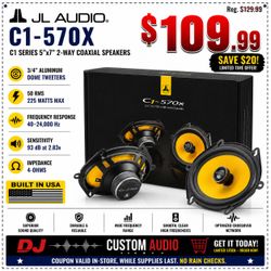 Evolution C1 Car Speakers 5x7 2-Way Coaxial Speaker System 225 Watts JL Audio C1-570X 🚨 Payment Options Available 🚨