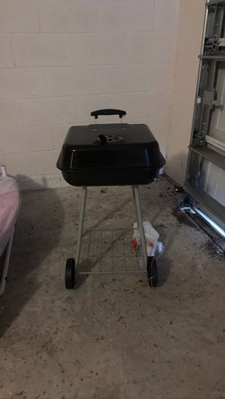 Black Charcoal Grill with Wheels