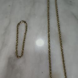 10kt Rope Chain & Bracelet