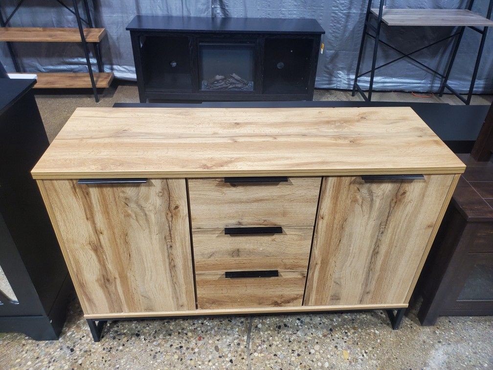 Oak Wood Sideboard Buffet with 3-Drawer(New)