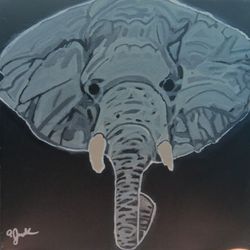 original 1/1 hand painted abstract african elephant.