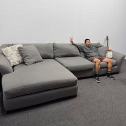 Oversized Gray Sectional Sofa with Giant Chaise - Can Deliver