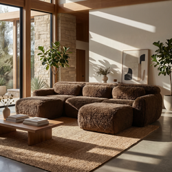 Durham 115" Modular Plush U-Shaped Sectional Sofa with Chaise and High-Density Sponge