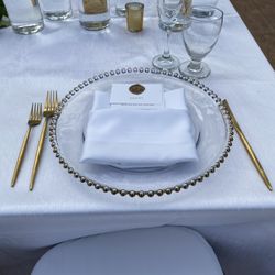 Charger Plate + Flatware + Glassware + Napkin 