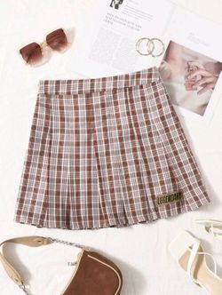 Pleated Plaid Skirt